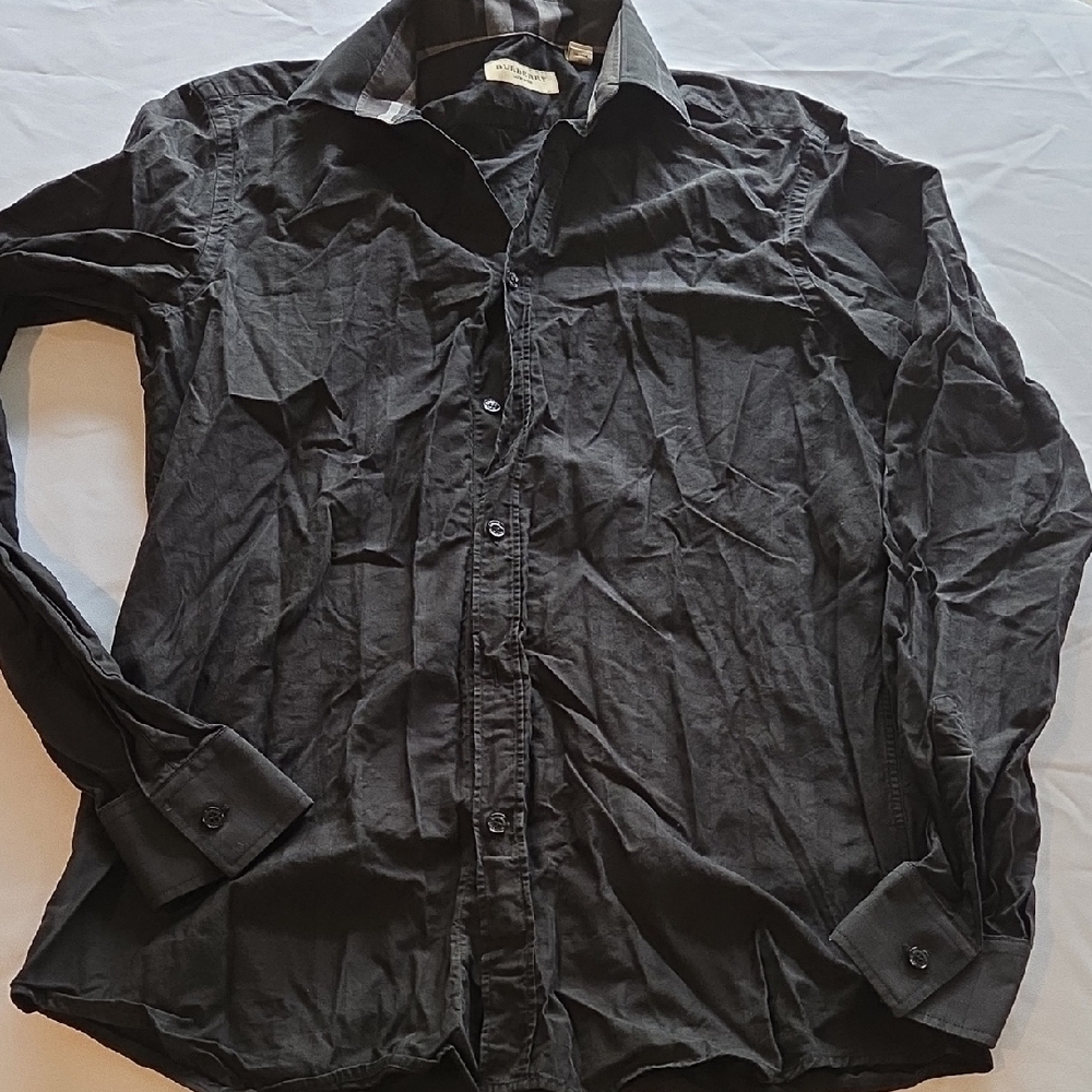 Burberry Charcoal and Gray Striped Shirt